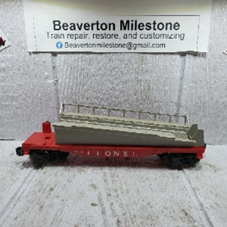 LIONEL 6343 BARREL RAMP CAR WITH 6 BARRELS, 61-62