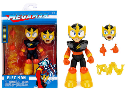 Elec Man 4.5" Moveable Figure with Accessories and Alternate Head and Hands "Mega Man" (1987) Video Game Model by Jada  free shipping USA