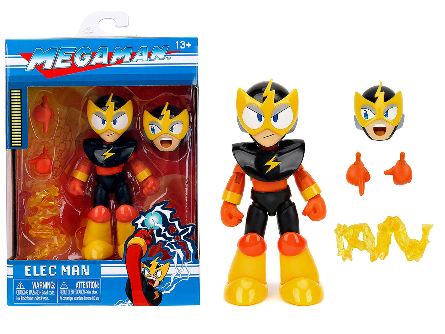 Elec Man 4.5" Moveable Figure with Accessories and Alternate Head and Hands "Mega Man" (1987) Video Game Model by Jada  free shipping USA