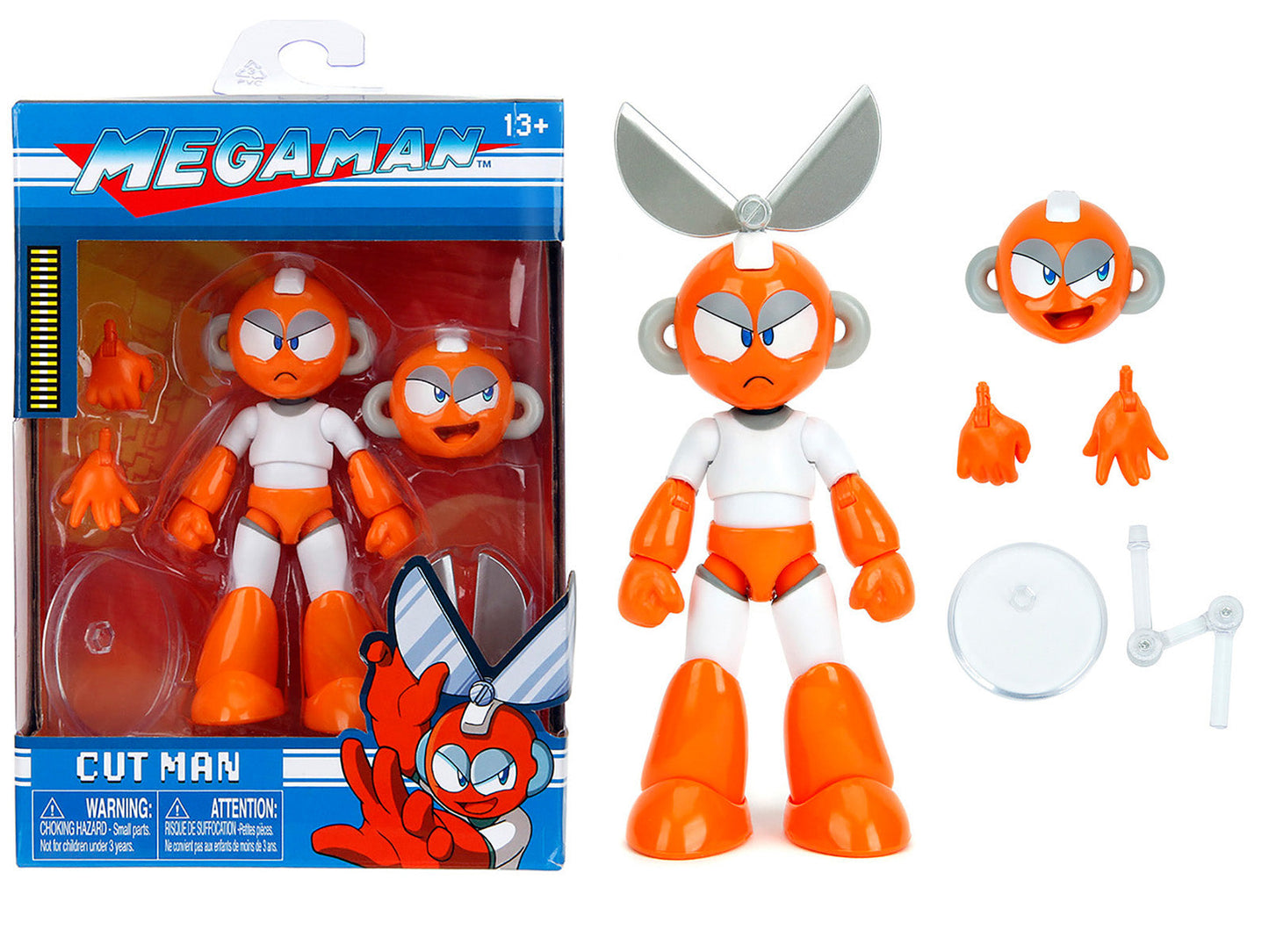 Cut Man 4.5" Moveable Figure with Accessories and Alternate Head and Hands "Mega Man" (1987) Video Game Model by Jada  free shipping USA