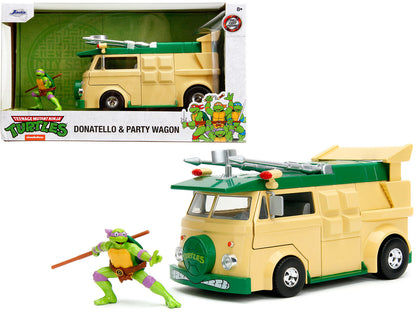 Party Wagon Green and Beige and Donatello Diecast Figure "Teenage Mutant Ninja Turtles" "Hollywood Rides" Series Diecast Model by Jada  free shipping USA