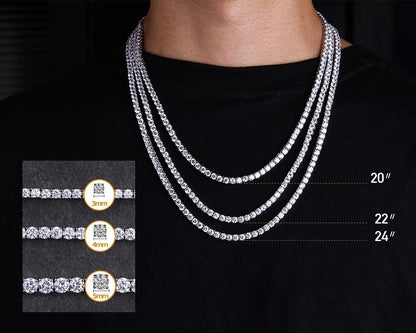3/4/5mm Tennis Chain 14K Gold Plated by Bling Proud | Urban Jewelry Online Store
