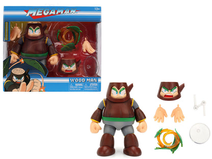 Wood Man 5" Moveable Figure (Deluxe Version) with Accessories and Alternate Head and Hands "Mega Man" (1987) Video Game Model by Jada  free shipping USA