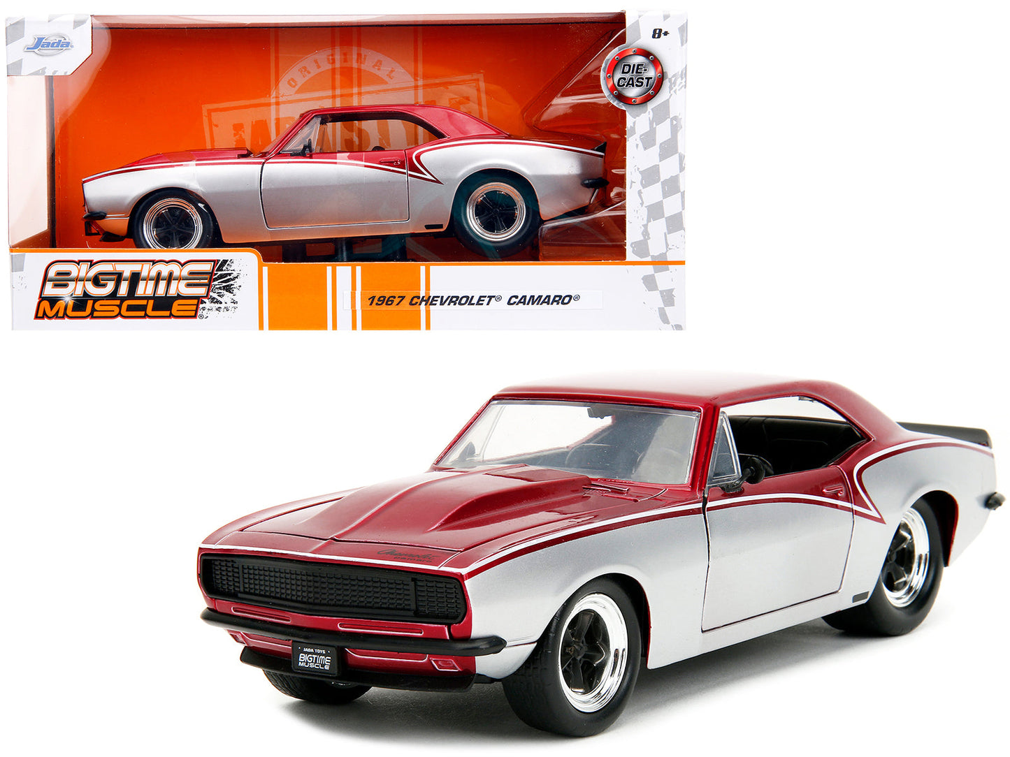 1967 Chevrolet Camaro Candy Red and Silver Metallic "Bigtime Muscle" Series 1/24 Diecast Model Car by Jada  free shipping USA