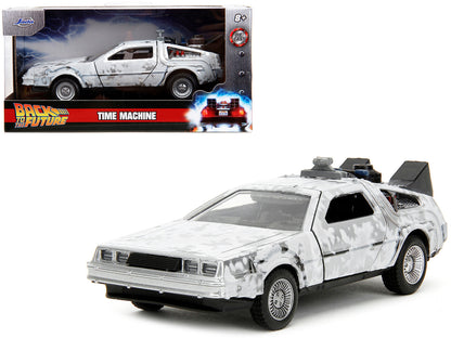 DMC DeLorean Time Machine Brushed Metal (Frost Version) "Back to the Future" (1985) Movie "Hollywood Rides" Series 1/32 Diecast Model Car by Jada  free shipping USA