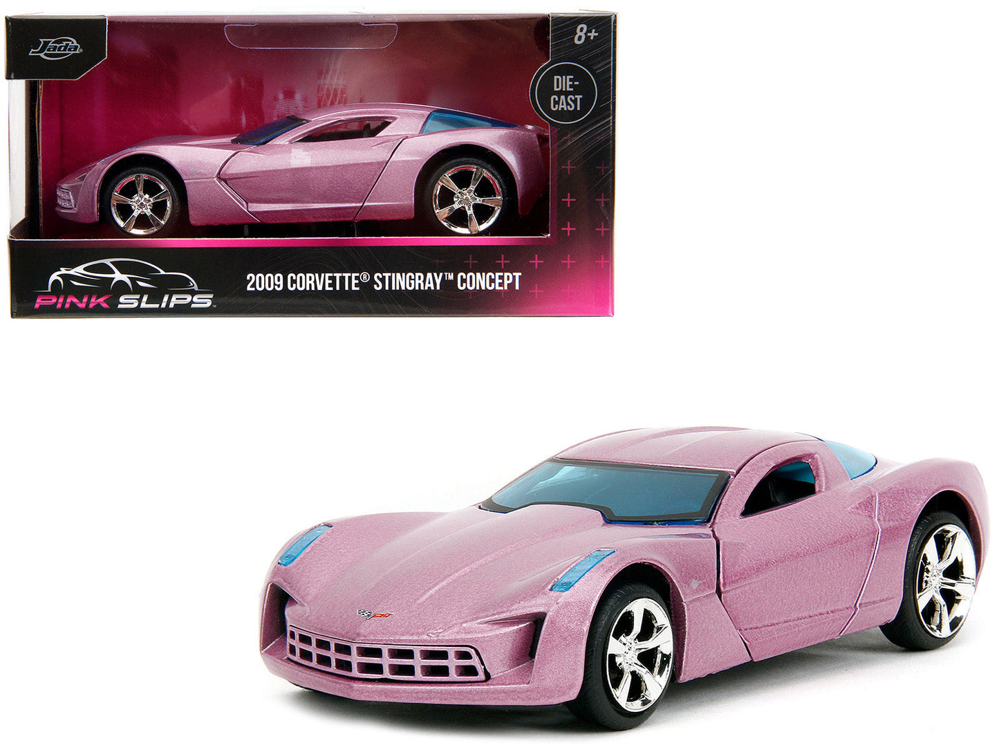 2009 Chevrolet Corvette Stingray Concept Pink Metallic with Blue Tinted Windows "Pink Slips" Series 1/32 Diecast Model Car by Jada  free shipping USA