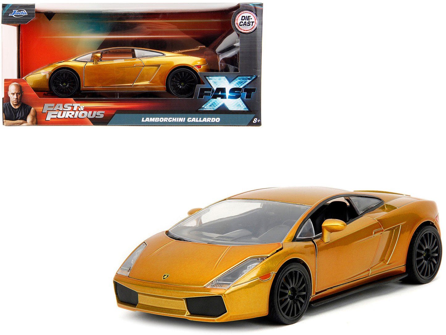Lamborghini Gallardo Gold Metallic "Fast X" (2023) Movie "Fast & Furious" Series 1/24 Diecast Model Car by Jada  free shipping USA