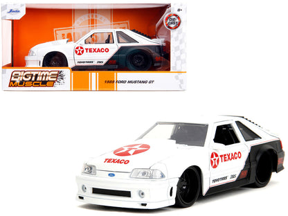 1989 Ford Mustang GT "Texaco" White and Matt Black with Graphics "Bigtime Muscle" Series 1/24 Diecast Model Car by Jada  free shipping USA