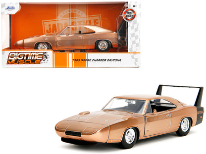 1969 Dodge Charger Daytona Bronze Metallic with Black Tail Stripe "Bigtime Muscle" Series 1/24 Diecast Model Car by Jada  free shipping USA