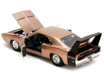 1969 Dodge Charger Daytona Bronze Metallic with Black Tail Stripe "Bigtime Muscle" Series 1/24 Diecast Model Car by Jada