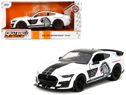 2020 Ford Mustang Shelby GT500 #65 White with Black Top and Stripes "Ford Performance" "Bigtime Muscle" Series 1/24 Diecast Model Car by Jada  free shipping USA