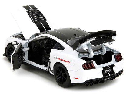 2020 Ford Mustang Shelby GT500 #65 White with Black Top and Stripes "Ford Performance" "Bigtime Muscle" Series 1/24 Diecast Model Car by Jada