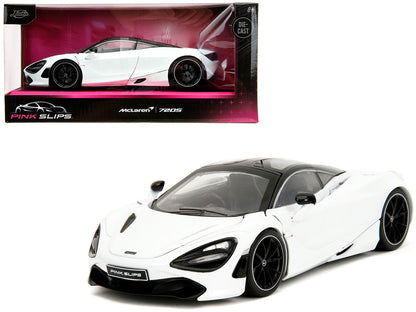 McLaren 720S White Metallic with Black Top "Pink Slips" Series 1/24 Diecast Model Car by Jada  free shipping USA