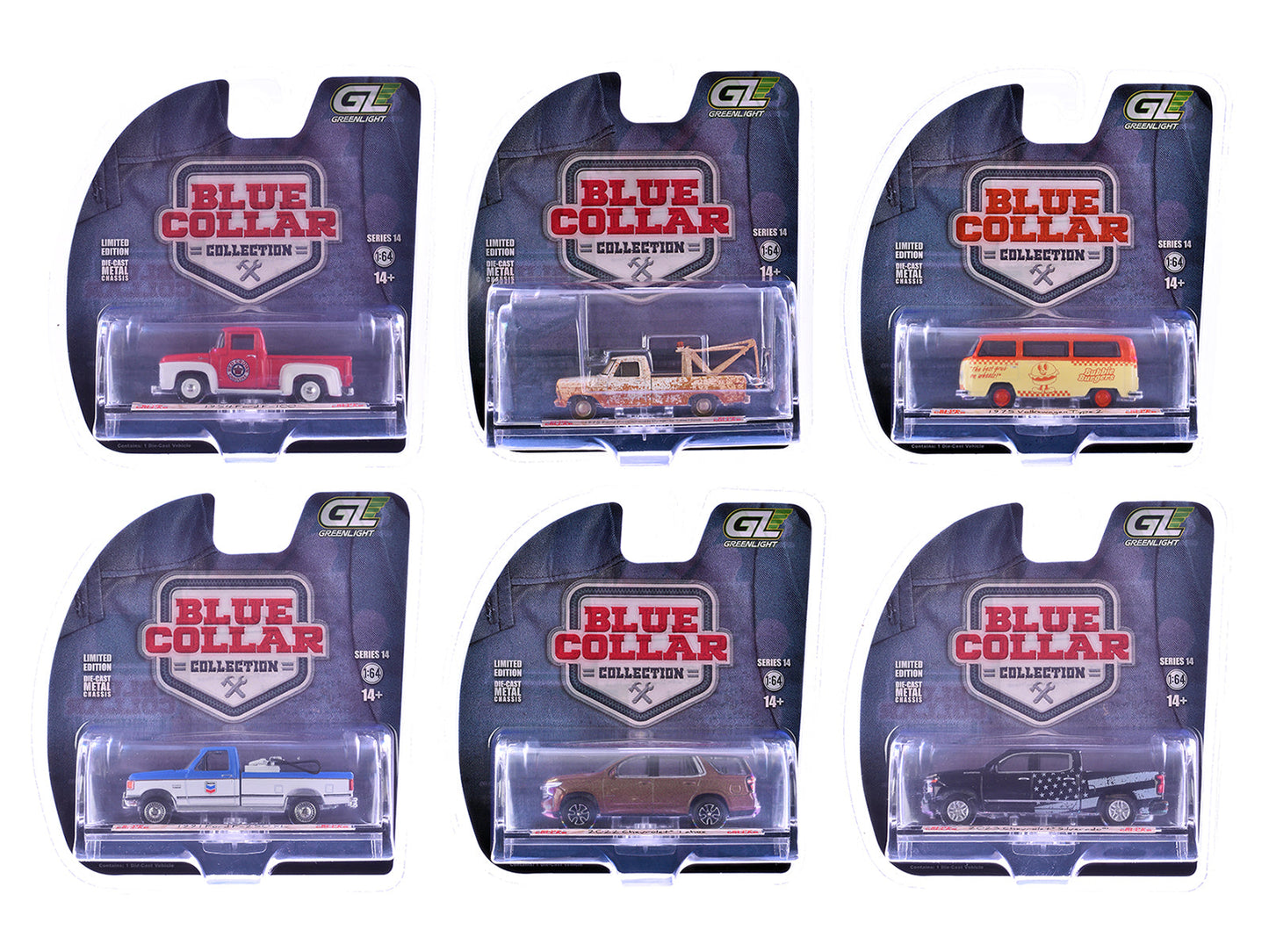 "Blue Collar Collection" Series 14 Set of 6 pieces 1/64 Diecast Model Cars by Greenlight  free shipping USA