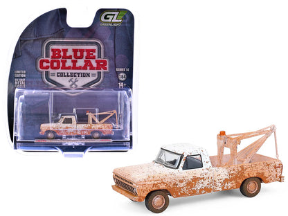 1973 Ford F-100 Tow Truck White (Weathered) "Blue Collar Collection" Series 14 1/64 Diecast Model Car by Greenlight  free shipping USA
