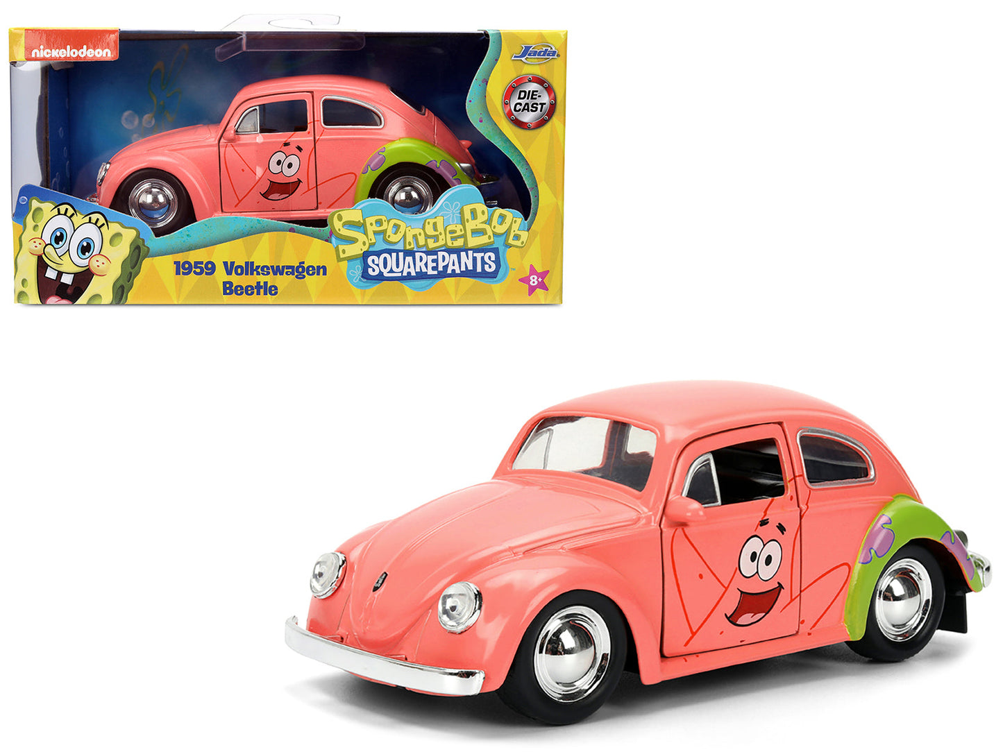 1959 Volkswagen Beetle "Patrick Star" Livery Pink "SpongeBob SquarePants" (1999-Current) TV Series "Hollywood Rides" Series 1/32 Diecast Model Car by Jada  free shipping USA