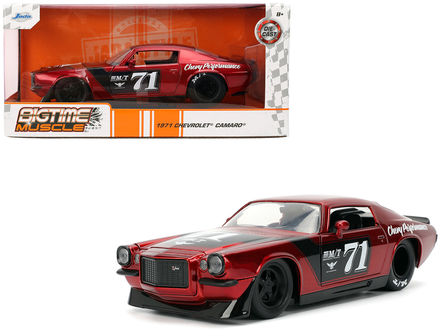 1971 Chevrolet Camaro #71 Red Metallic with Black Stripes "Bigtime Muscle" Series 1/24 Diecast Model Car by Jada  free shipping USA
