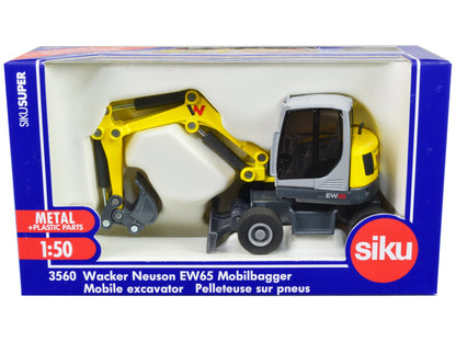 Wacker Neuson EW65 Mobile Excavator Yellow and Gray 1/50 Diecast Model by Siku  free shipping USA