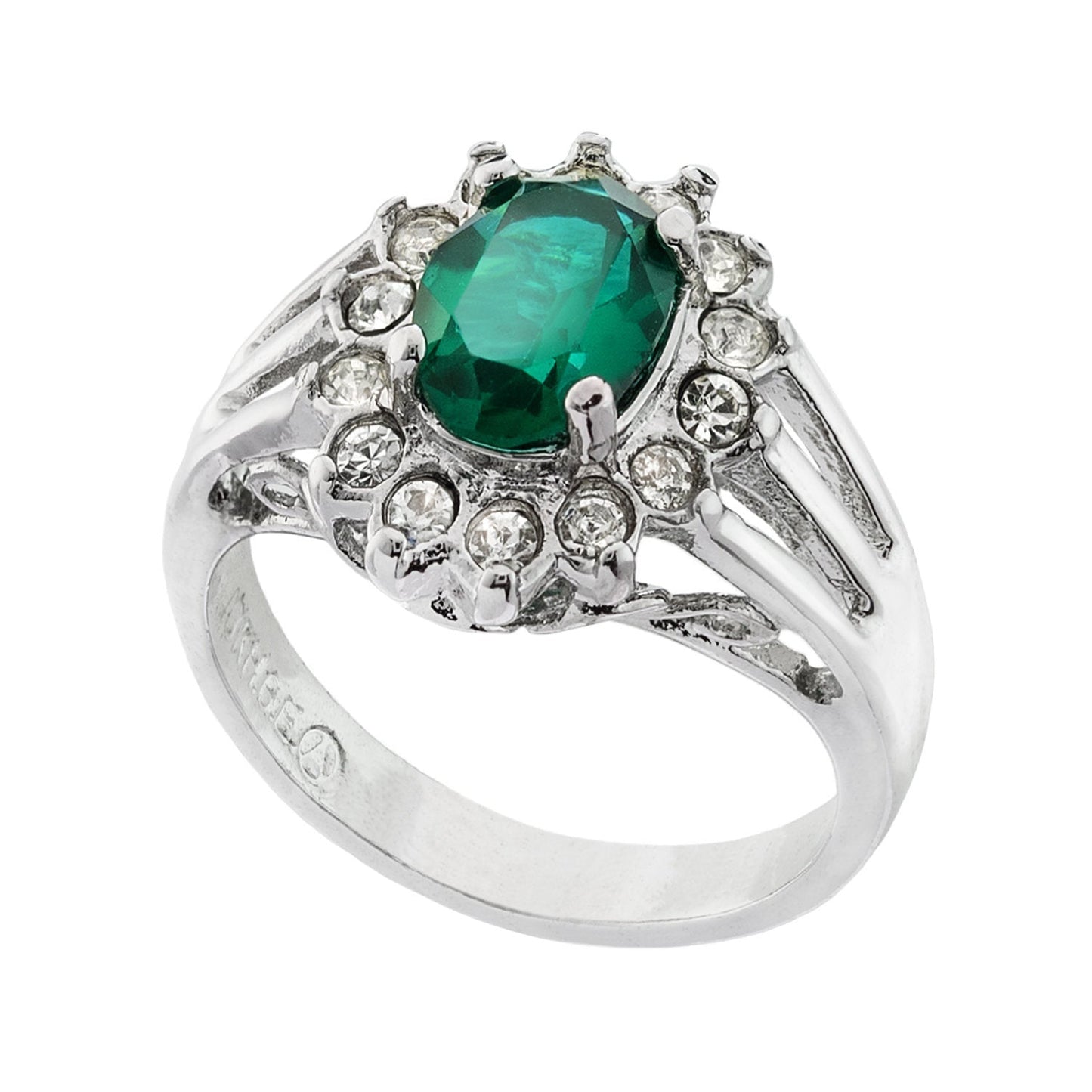 Vintage Jewelry Genuine Stone or Crystal Surrounded by Clear Austrian Crystals Ring Made in the USA by PVD Vintage Jewelry