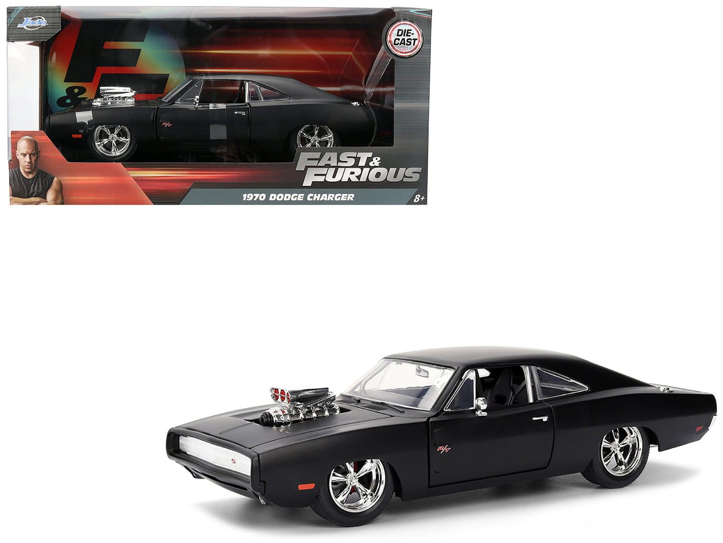 1970 Dodge Charger R/T Matt Black "Fast & Furious" (2009) Movie "Fast & Furious" Series 1/24 Diecast Model Car by Jada  free shipping USA