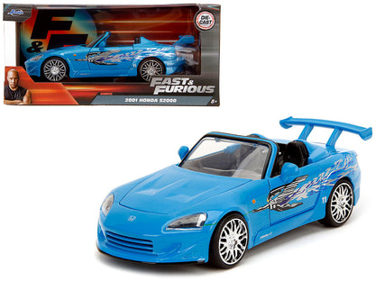 2001 Honda S2000 Convertible Blue with Graphics "Fast & Furious Remix" Series 1/24 Diecast Model Car by Jada  free shipping USA