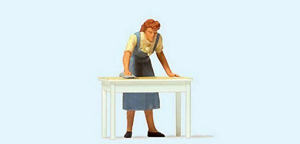 Preiser 28134 HO Scale Individual Figure Housewife Cleaning the Table