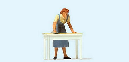 Preiser 28134 HO Scale Individual Figure Housewife Cleaning the Table