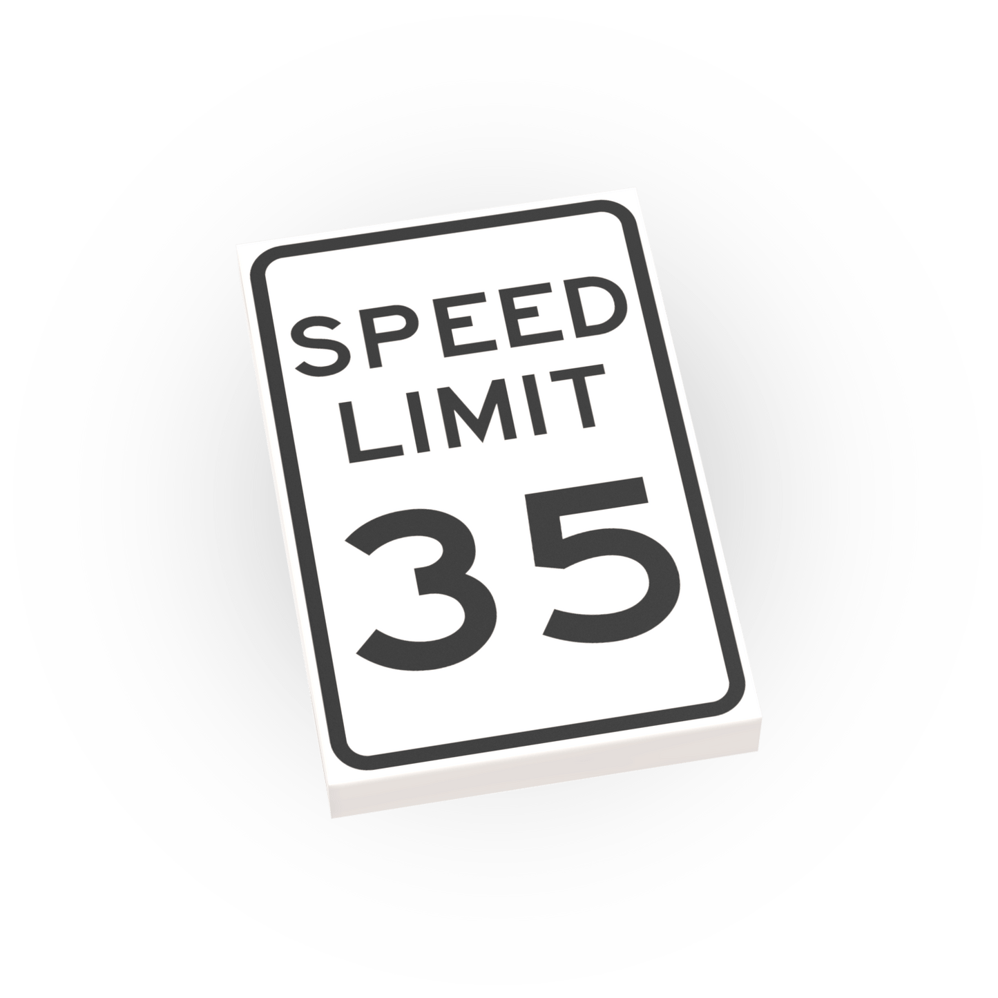 35 MPH Speed Limit Street Sign - Custom Printed 2x3 Tile - Made Using LEGO® Parts