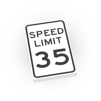 35 MPH Speed Limit Street Sign - Custom Printed 2x3 Tile - Made Using LEGO® Parts