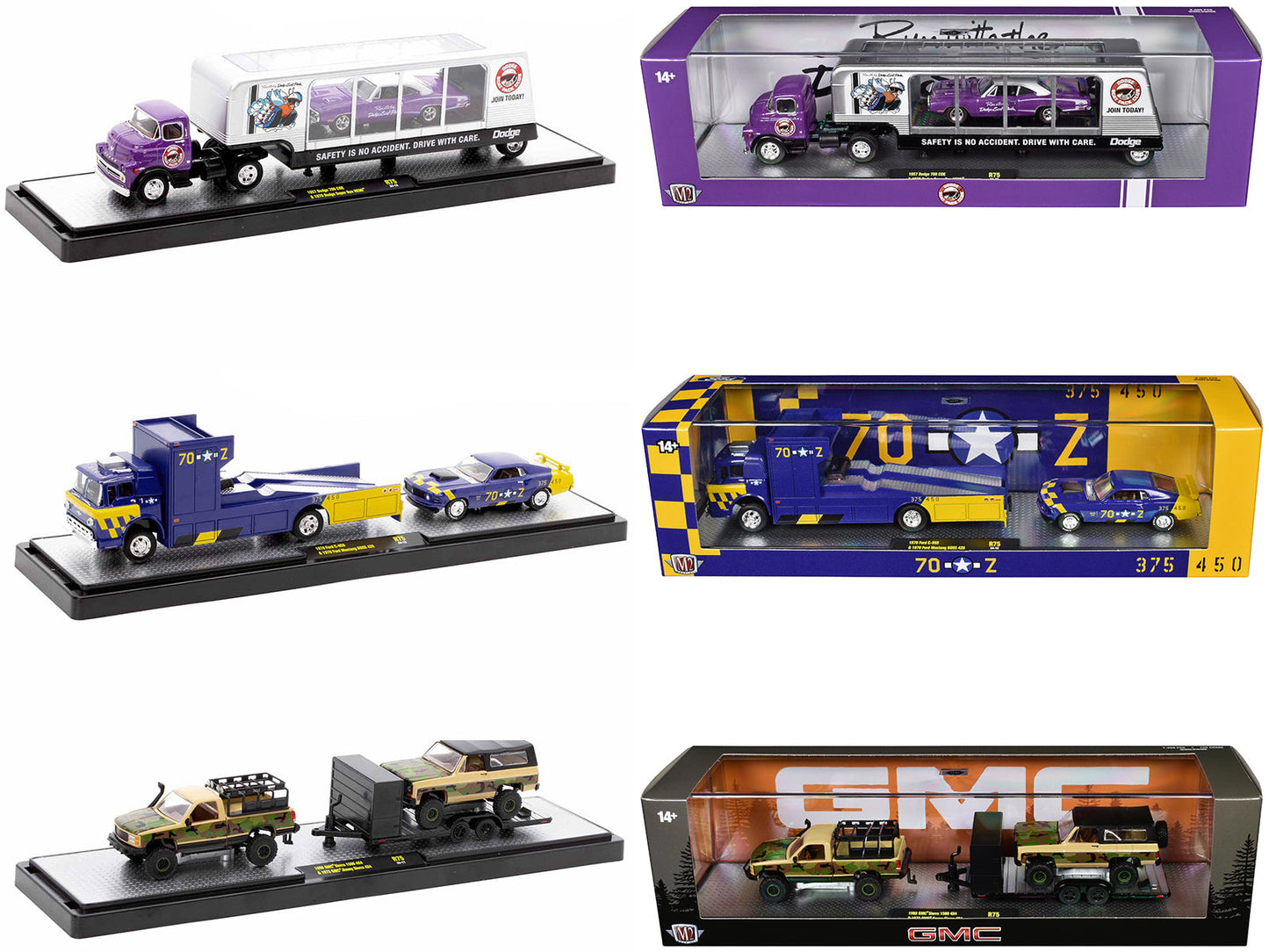 Auto Haulers Set of 3 Trucks Release 75 Limited Edition to 8000 pieces Worldwide 1/64 Diecast Models by M2 Machines  free shipping USA