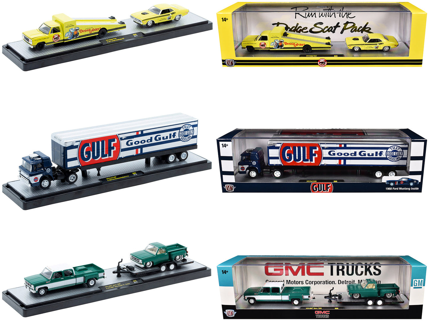 Auto Haulers Set of 3 Trucks Release 88 Limited Edition to 9600 pieces Worldwide 1/64 Diecast Models by M2 Machines  free shipping USA