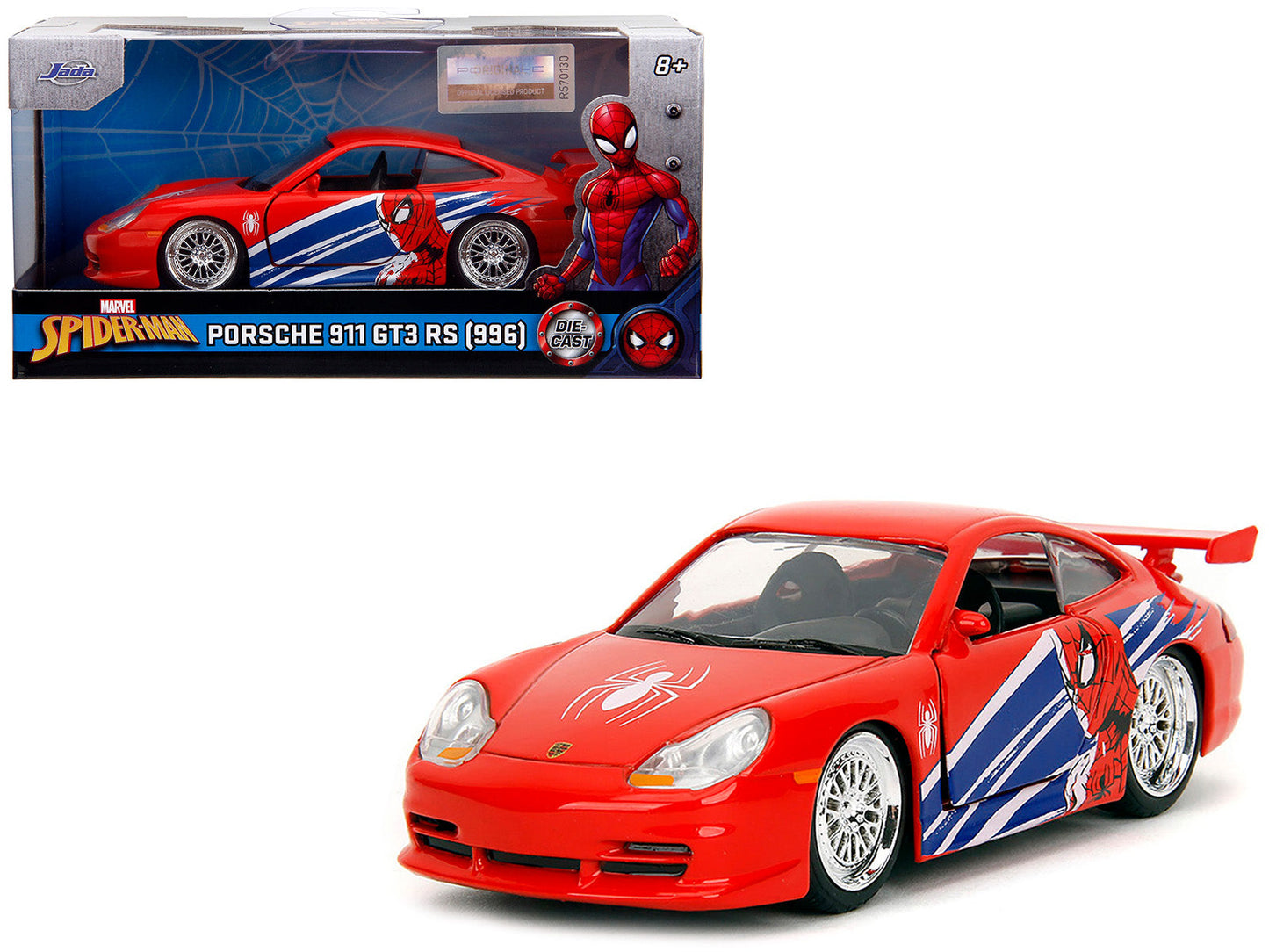Porsche 911 GT3 RS (996) Red with Graphics "Marvel's Spider-Man" 1/32 Diecast Model Car by Jada  free shipping USA