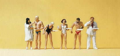 Preiser 10424 HO Scale Recreation & Sports Sunbathers Eating pkg(6)