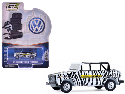1974 Volkswagen Thing (Type 181) "Safari Adventure" Black and White Zebra Stripes "Club Vee-Dub" Series 21 1/64 Diecast Model Car by Greenlight  free shipping USA