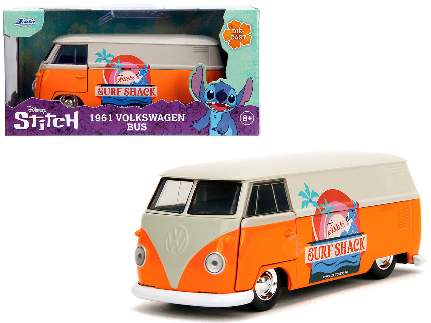 1961 Volkswagen Bus "Stitch's Surf Shack" Orange and Gray "Disney's Stitch" "Hollywood Rides" Series 1/32 Diecast Model Car by Jada  free shipping USA