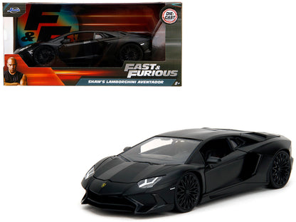 Shaw's Lamborghini Aventador Matt Black "Furious 7" (2015) Movie "Fast & Furious" Series 1/24 Diecast Model Car by Jada  free shipping USA