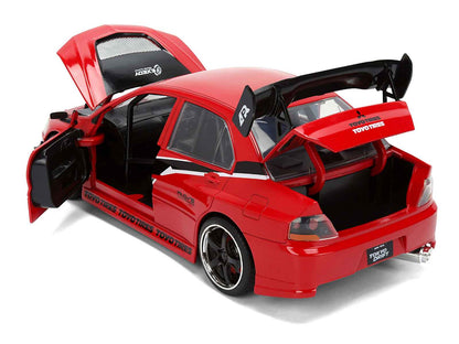 Sean's Mitsubishi Lancer Evolution IX RHD (Right Hand Drive) Red with Graphics "The Fast and the Furious: Tokyo Drift" (2006) Movie "Fast & Furious 25 Years" Series 1/24 Diecast Model Car by Jada