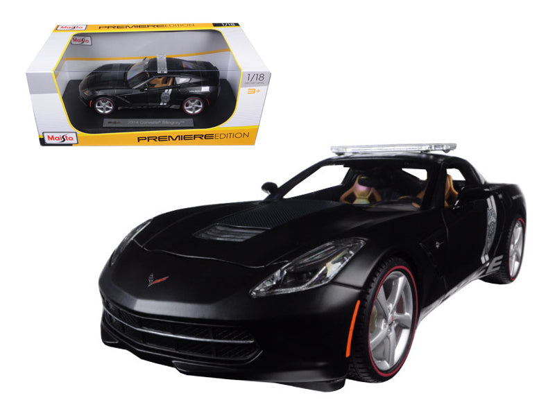 2014 Chevrolet Corvette C7 Stingray Police Matt Black 1/18 Diecast Model Car by Maisto  free shipping USA