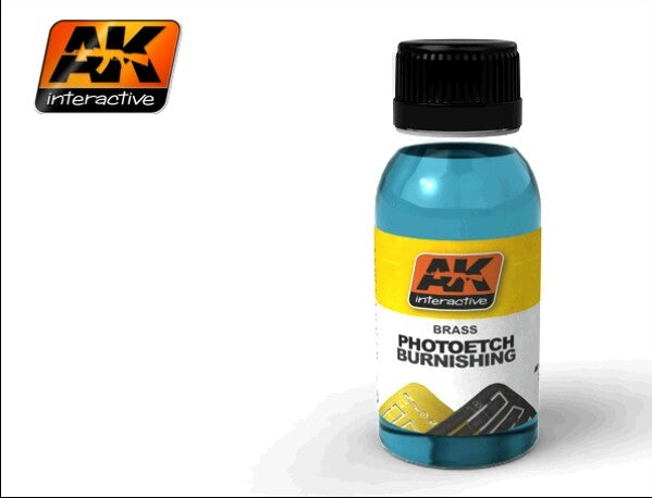 AK Interactive 174 Brass Photo-Etch Burnishing Fluid 100ml Bottle