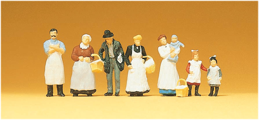 Preiser 12193 HO Scale 1900s At the Grocer's Figure Set