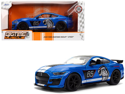 2020 Ford Mustang Shelby GT500 #65 "Ford Performance" Blue with Black Top and White Stripes "Bigtime Muscle" Series 1/24 Diecast Model Car by Jada  free shipping USA