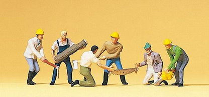 Preiser 10042 HO Scale People Working Lumberjacks pkg(6)