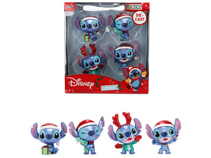 Set of 4 Diecast Figures "Disney's Stitch Christmas Edition" "Metalfigs" Series by Jada  free shipping USA