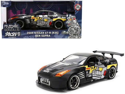 2009 Nissan GT-R (R35) Ben Sopra Matt Black with "Mechagodzilla" Graphics "Hollywood Rides" Series 1/24 Diecast Model Car by Jada  free shipping USA