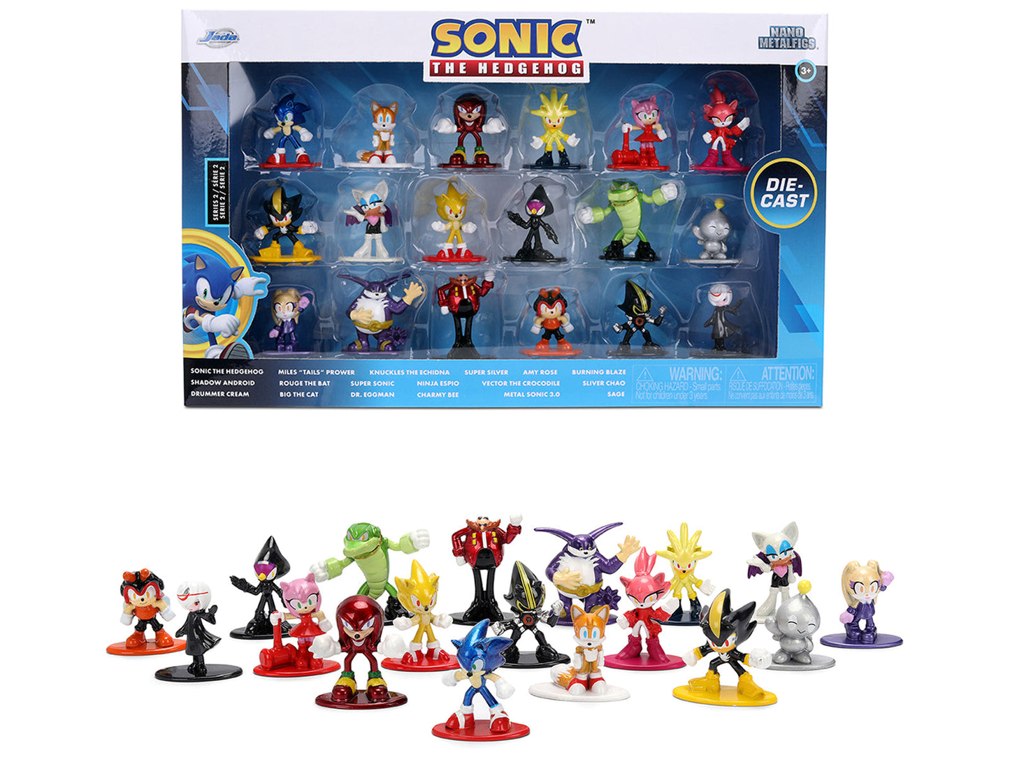 "Sonic The Hedgehog" Set of 18 Diecast Figures Wave 2 "Nano Metalfigs" Series Diecast Models by Jada  free shipping USA