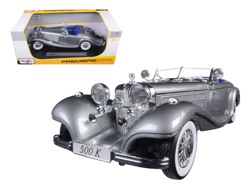 1936 Mercedes 500K Special Roadster Grey 1/18 Diecast Model Car by Maisto  free shipping USA