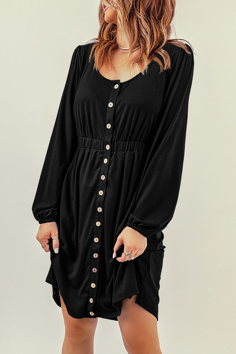 Julianna Button Up High Waist Long Sleeve Dress. by Poppy Lee Lane
