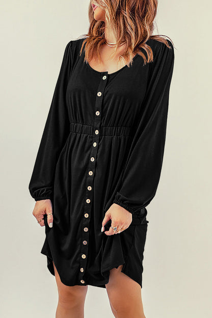 Julianna Button Up High Waist Long Sleeve Dress. by Poppy Lee Lane