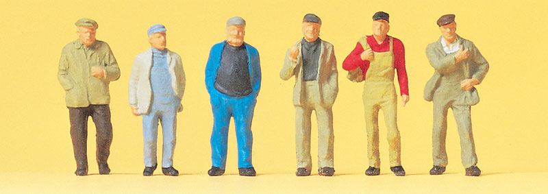 Preiser 14087 HO Scale Walking Workers Figures (6)