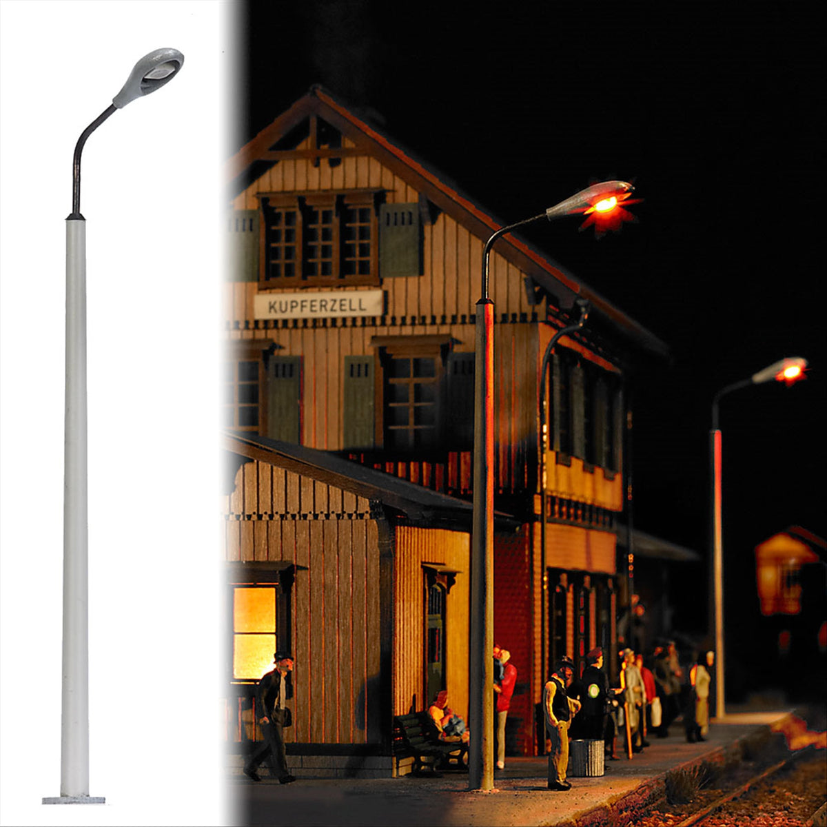 Busch 4137 HO Scale Concrete-Mast Streetlight, Silver Housing
